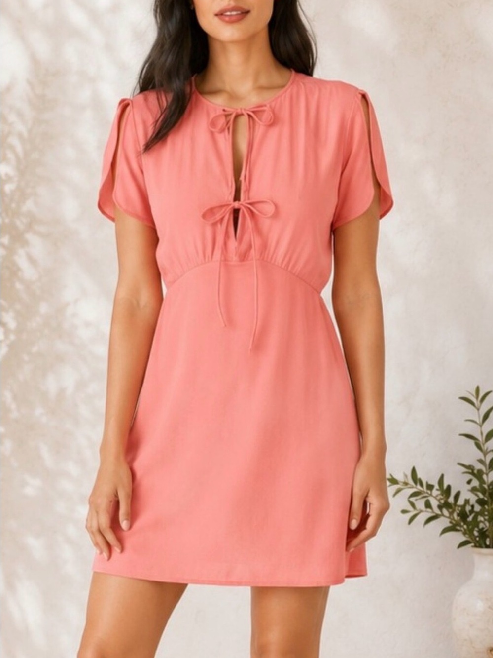 Universal Thread Coral Tie-Front Mini Dress